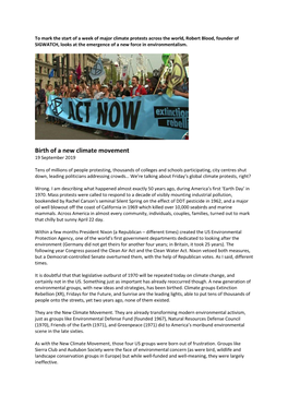 Birth of a New Climate Movement 19 September 2019