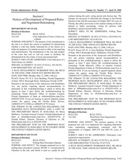 Section I Notices of Development of Proposed Rules and Negotiated