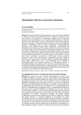 Flood Pulses and River Ecosystem Robustness