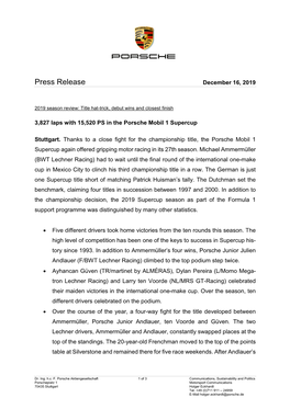 Press Release December 16, 2019