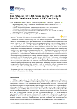 The Potential for Tidal Range Energy Systems to Provide Continuous Power: a UK Case Study