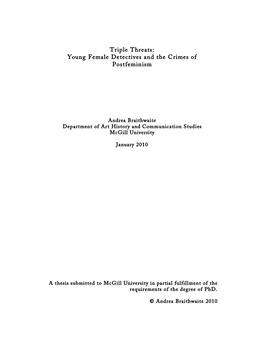 Triple Threats: Young Female Detectives and the Crimes of Postfeminism