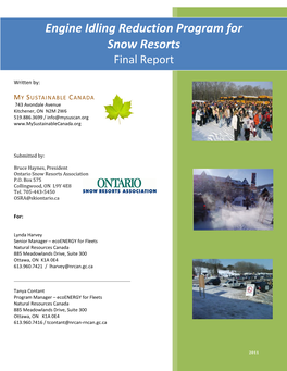 Engine Idling Reduction Program for Snow Resorts (Final Report)