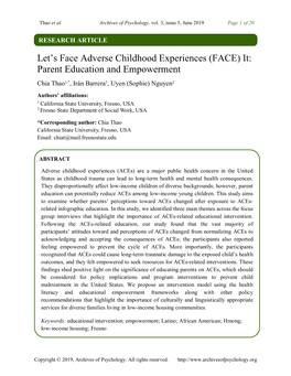 Let's Face Adverse Childhood Experiences