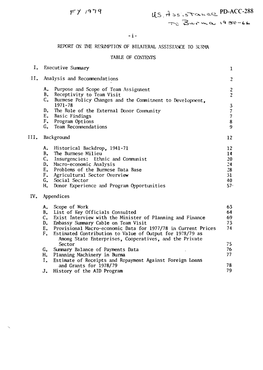 REPORT on 'Rne RESLL'tption of BTL:\TER.\L ASSIST..\.'I:E to :X..:K-L!. TABLE of CQ\TE.\'TS I. Executive Surrmary I I. Analysis