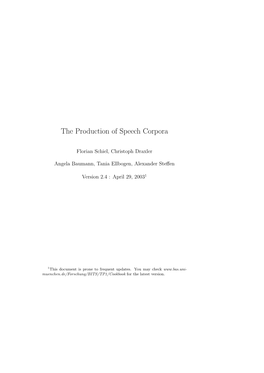 The Production of Speech Corpora