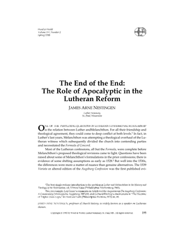 The Role of Apocalyptic in the Lutheran Reform
