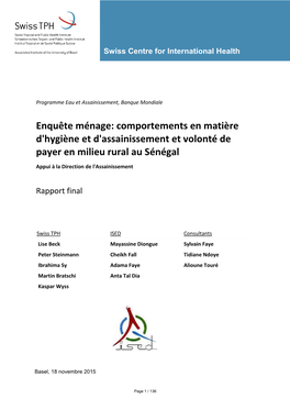 Comportements En Matière D'hygiène Et D'assainissement Et Volonté De Payer En Milieu Rural Au Sénégal