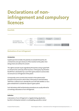 Declarations of Non-Infringement and Compulsory Licenses