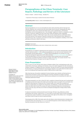 Paraganglioma of the Filum Terminale: Case Report, Pathology and Review of the Literature