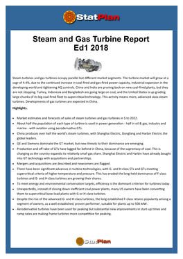 Steam and Gas Turbine Report Ed1 2018