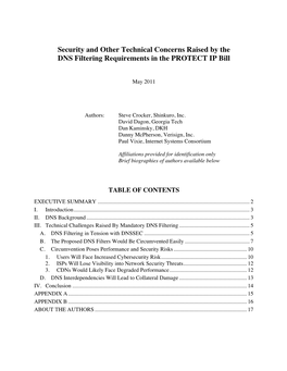 Security and Other Technical Concerns Raised by the DNS Filtering Requirements in the PROTECT IP Bill