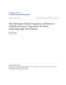 The Derivation of Euler's Equations of Motion in Cylindrical Vector