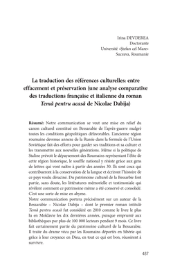 La Traduction Des Références Culturelles: Entre Effacement Et Préservation (Une Analyse Comparative Des Traductions Français