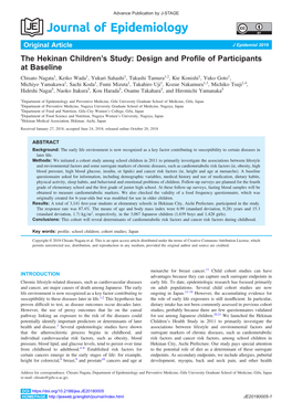 The Hekinan Children's Study: Design and Profile of Participants at Baseline