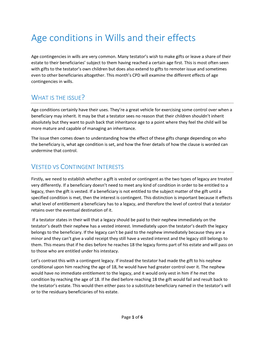 Age Conditions in Wills and Their Effects