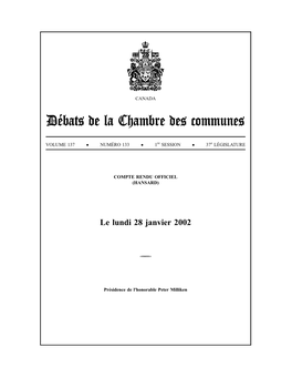 Débats De La Chambre Des Communes