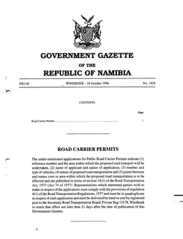 Government Gazette Republic of Namibia