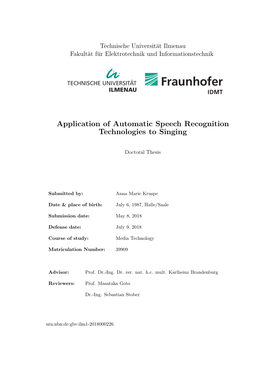 Application of Automatic Speech Recognition Technologies to Singing