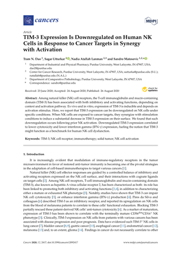 TIM-3 Expression Is Downregulated on Human NK Cells in Response to Cancer Targets in Synergy with Activation