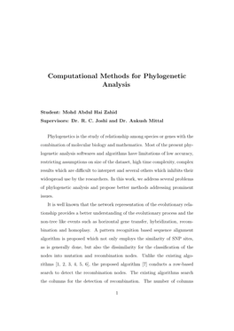 Computational Methods for Phylogenetic Analysis