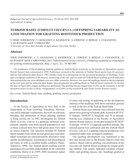 Turkish Hazel (Corylus Colurna L.) Offspring Variability As a Foundation for Grafting Rootstock Production