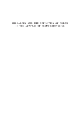 A Study in the Form and Meaning of the Pseudo-Dionysian Writings