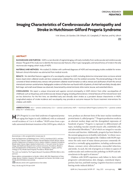 Imaging Characteristics of Cerebrovascular Arteriopathy and Stroke in Hutchinson-Gilford Progeria Syndrome