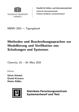 Methoden Und Beschreibungssprachen Zur Modellierung Und Veriﬁkation Von Schaltungen Und Systemen