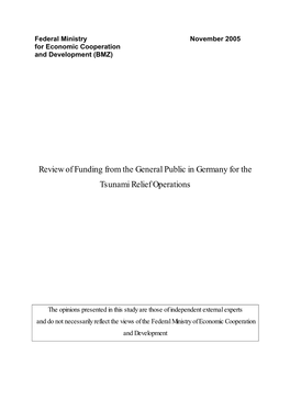 Review of Funding from the General Public in Germany for the Tsunami Relief Operations