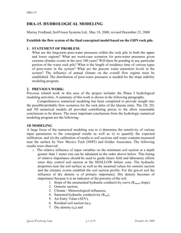 Dra-15. Hydrological Modeling