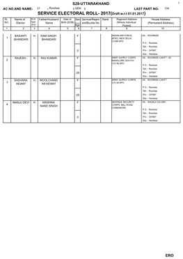 SERVICE ELECTORAL ROLL- 2017(Draft W.R.T 01.01.2017) SL