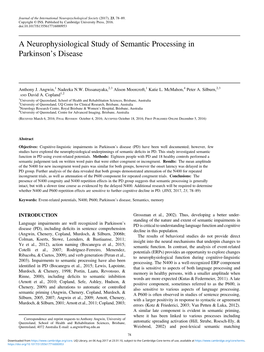 A Neurophysiological Study of Semantic Processing in Parkinson's