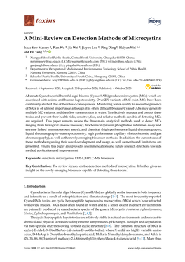 A Mini-Review on Detection Methods of Microcystins