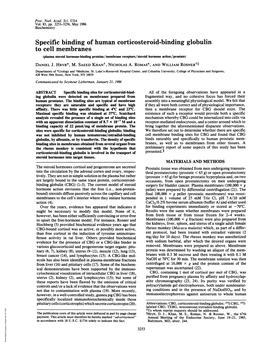 Specific Binding of Human Corticosteroid-Binding Globulin