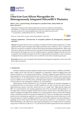 Ultra-Low-Loss Silicon Waveguides for Heterogeneously Integrated Silicon/III-V Photonics