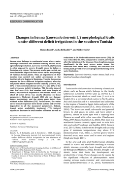 Changes in Henna (Lawsonia Inermis