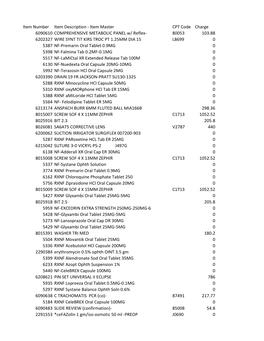 Item Master CPT Code Charge 6090610 COMPREHENSIVE