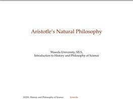 Aristotle's Natural Philosophy