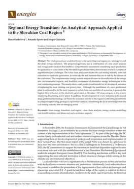 An Analytical Approach Applied to the Slovakian Coal Region †