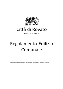 Regolamento Edilizio Comunale