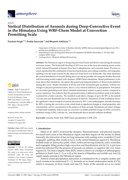 Vertical Distribution of Aerosols During Deep-Convective Event in the Himalaya Using WRF-Chem Model at Convection Permitting Scale