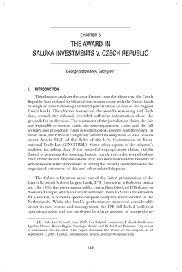 The Award in Saluka Investments V. Czech Republic