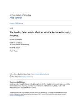 The Road to Deterministic Matrices with the Restricted Isometry Property