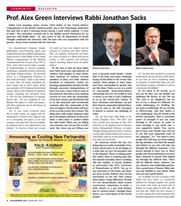 Prof. Alex Green Interviews Rabbi Jonathan Sacks