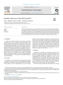 Familial Colloid Cyst of the Third Ventricle T ⁎ Luke J