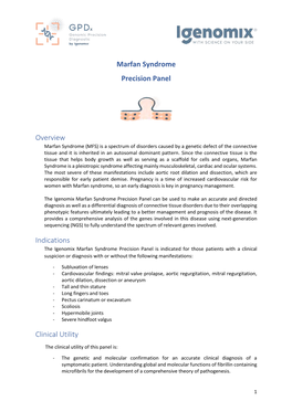 Marfan Syndrome Precision Panel Overview Indications Clinical Utility