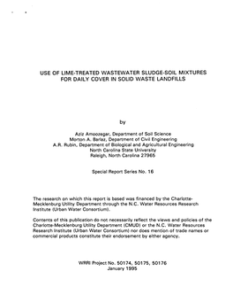 Use of Lime-Treated Wastewater Sludge-Soil Mixtures for Daily Cover in Solid Waste Landfills