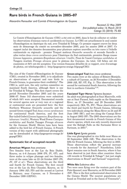 Rare Birds in French Guiana in 2005–07