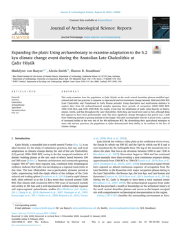 Using Archaeobotany to Examine Adaptation to the 5.2 Kya Climate Change Event During the Anatolian Late Chalcolithic at Çadır Hoyük¨